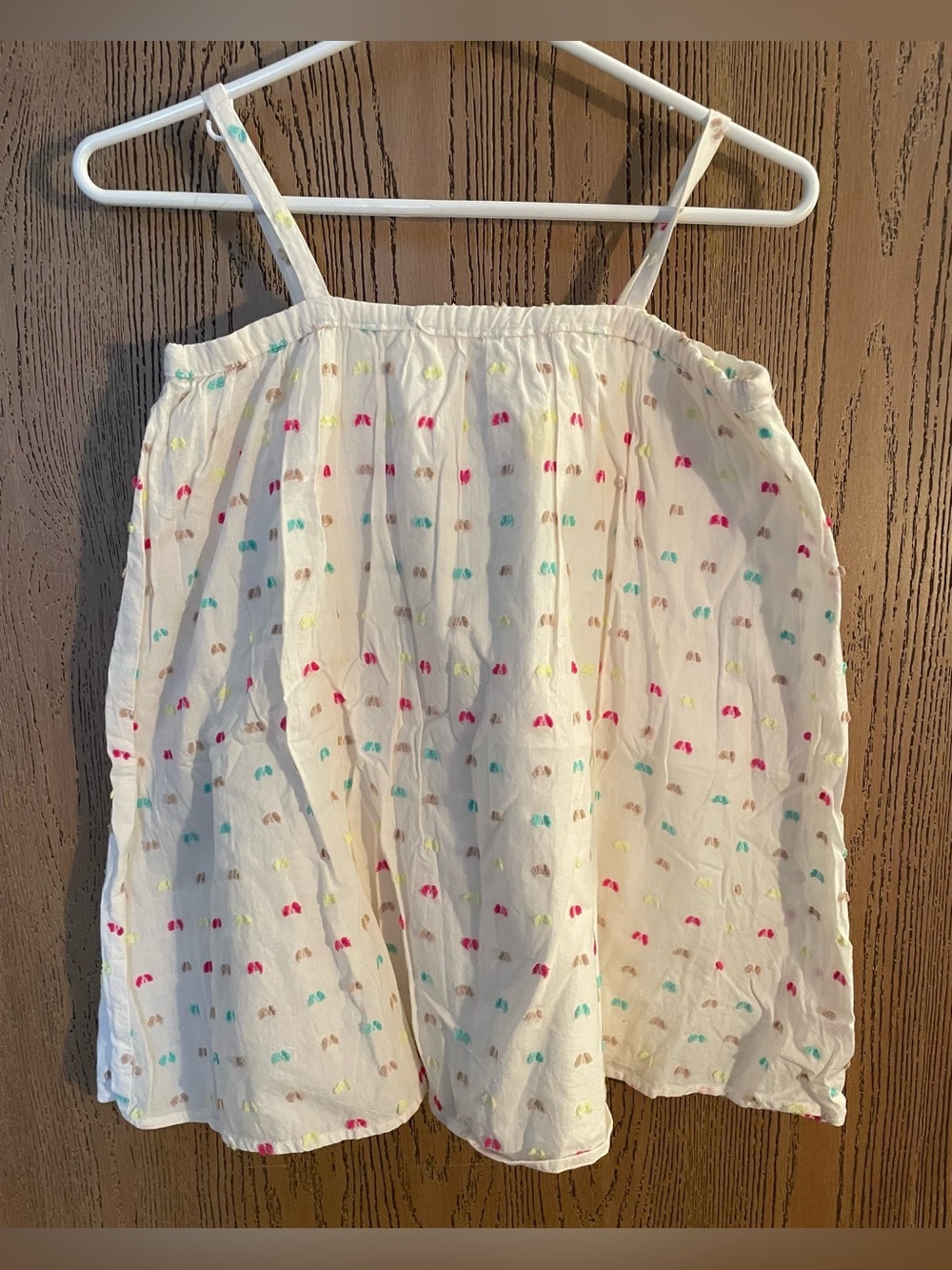 White Spaghetti Strap Tank with Multicolor Embroidered Dots - Picture 8 of 8